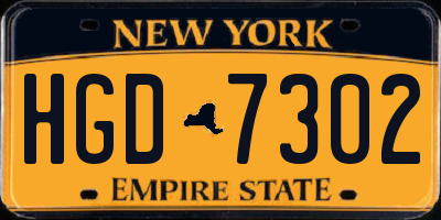NY license plate HGD7302