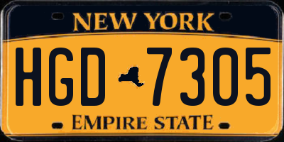 NY license plate HGD7305