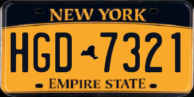 NY license plate HGD7321
