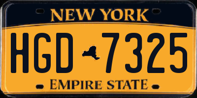 NY license plate HGD7325