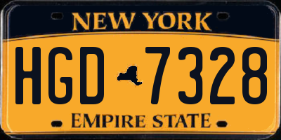 NY license plate HGD7328