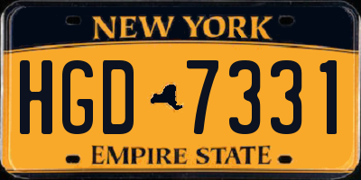 NY license plate HGD7331