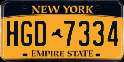NY license plate HGD7334