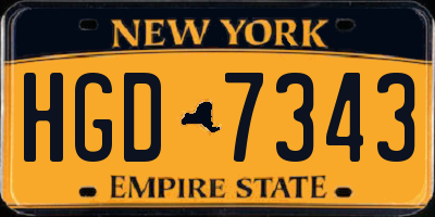 NY license plate HGD7343