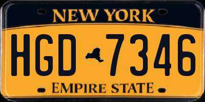 NY license plate HGD7346