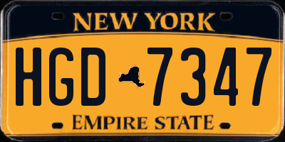 NY license plate HGD7347