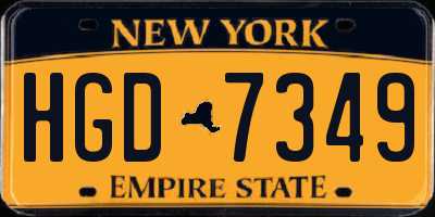 NY license plate HGD7349