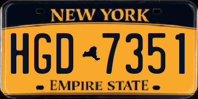 NY license plate HGD7351