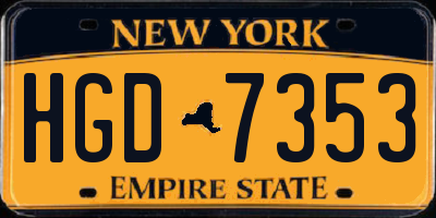 NY license plate HGD7353
