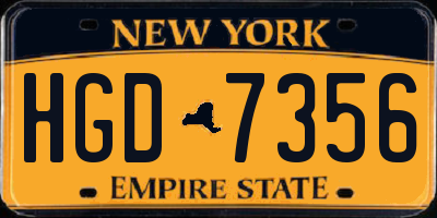 NY license plate HGD7356