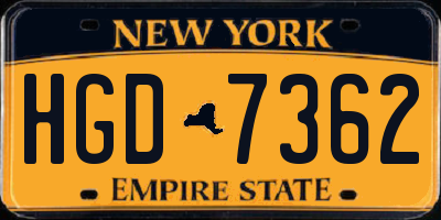 NY license plate HGD7362