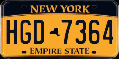 NY license plate HGD7364
