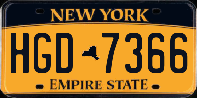 NY license plate HGD7366