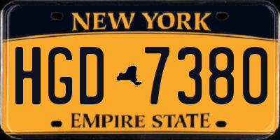 NY license plate HGD7380