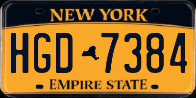 NY license plate HGD7384