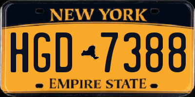 NY license plate HGD7388