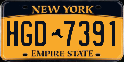 NY license plate HGD7391