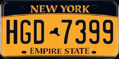 NY license plate HGD7399