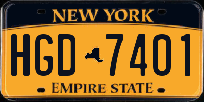 NY license plate HGD7401