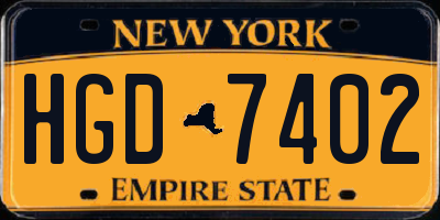 NY license plate HGD7402