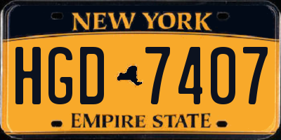 NY license plate HGD7407