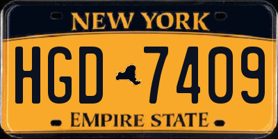 NY license plate HGD7409