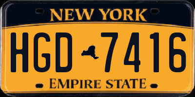 NY license plate HGD7416