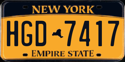 NY license plate HGD7417