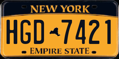 NY license plate HGD7421