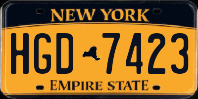 NY license plate HGD7423