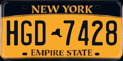 NY license plate HGD7428
