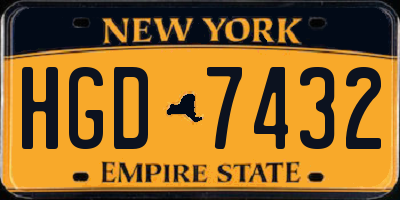 NY license plate HGD7432