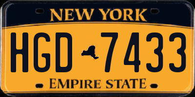 NY license plate HGD7433