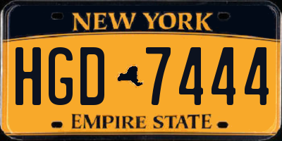 NY license plate HGD7444