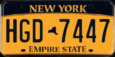 NY license plate HGD7447