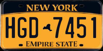 NY license plate HGD7451