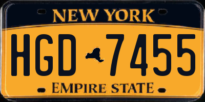 NY license plate HGD7455