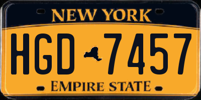 NY license plate HGD7457