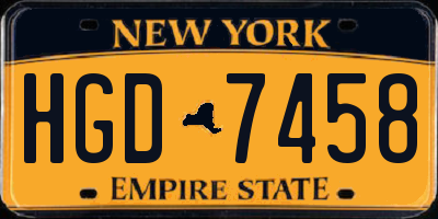 NY license plate HGD7458