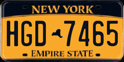 NY license plate HGD7465