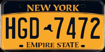 NY license plate HGD7472
