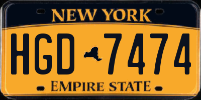NY license plate HGD7474