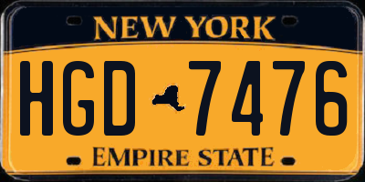 NY license plate HGD7476