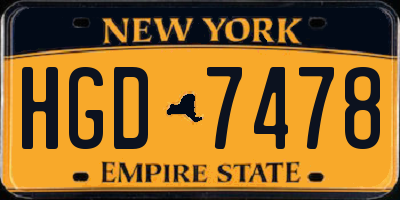 NY license plate HGD7478