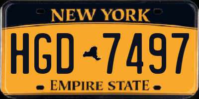 NY license plate HGD7497