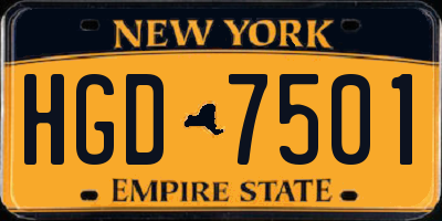 NY license plate HGD7501
