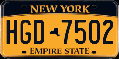 NY license plate HGD7502