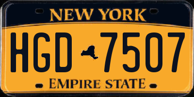 NY license plate HGD7507
