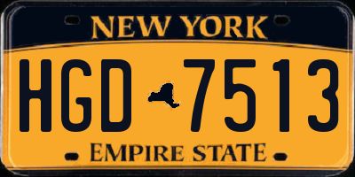 NY license plate HGD7513