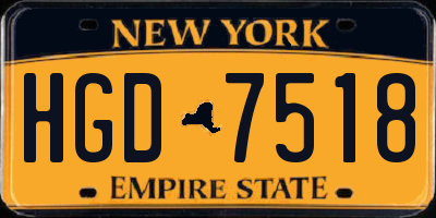 NY license plate HGD7518
